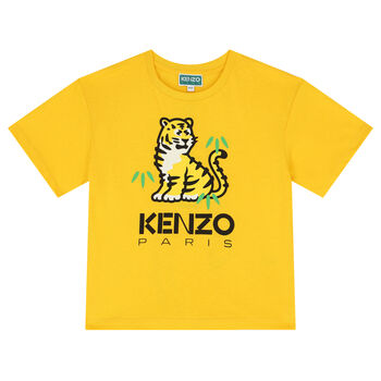 Boys Yellow Tiger Logo T-Shirt